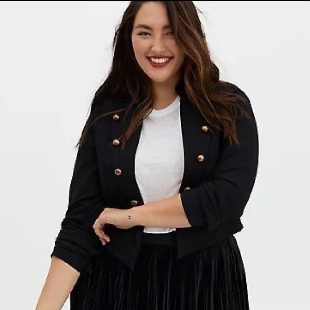 Torrid Ponte Cropped Military Jacket